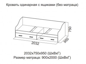 Кровать одинарная с ящиками (Без матраца 0,9*2,0) в Лангепасе - langepas.магазин96.com | фото